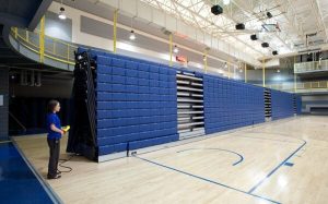 motorized gym bleachers operated by pendant control